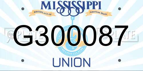G300087 Mississippi License Plate