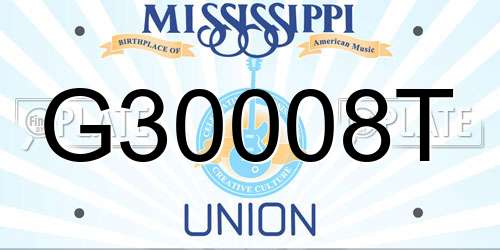 G30008T Mississippi License Plate