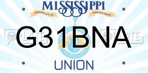 G31BNA Mississippi License Plate