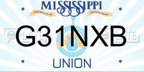 G31NXB Mississippi License Plate