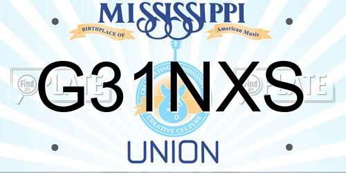 G31NXS Mississippi License Plate