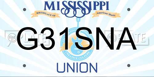 G31SNA Mississippi License Plate