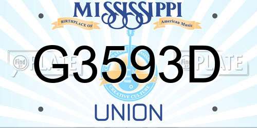 G3593D Mississippi License Plate