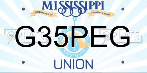 G35PEG Mississippi License Plate