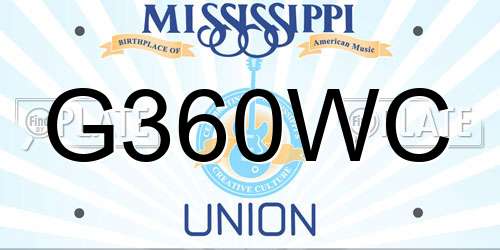 G360WC Mississippi License Plate