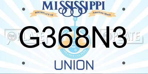 G368N3 Mississippi License Plate