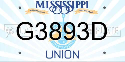 G3893D Mississippi License Plate