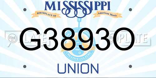 G3893O Mississippi License Plate