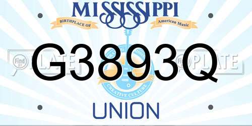 G3893Q Mississippi License Plate