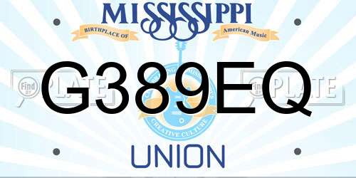 G389EQ Mississippi License Plate