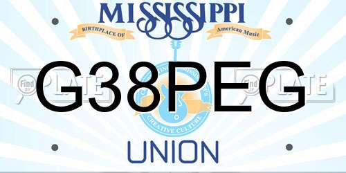 G38PEG Mississippi License Plate