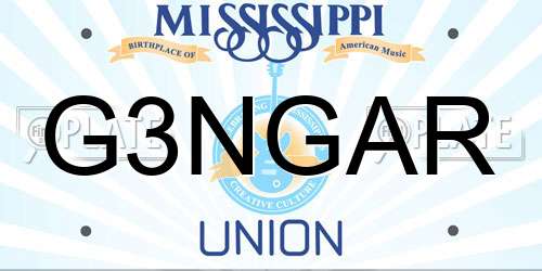 G3NGAR Mississippi License Plate