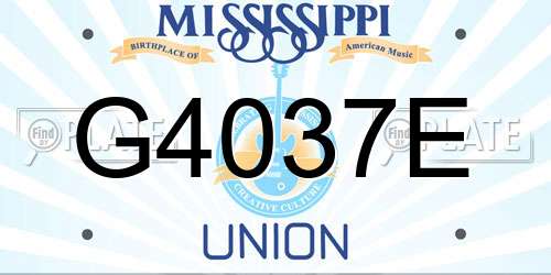 G4037E Mississippi License Plate