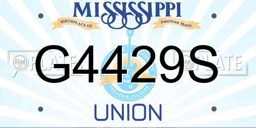 G4429S Mississippi License Plate