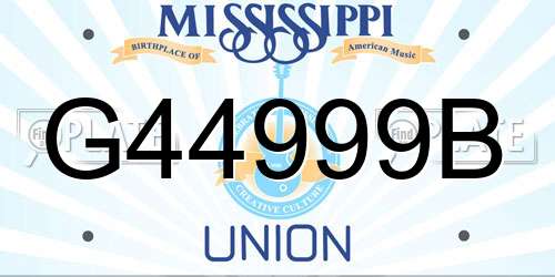 G44999B Mississippi License Plate