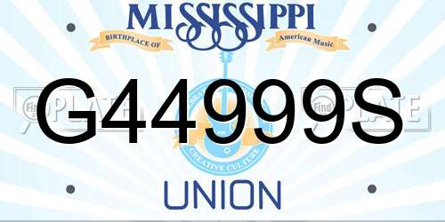 G44999S Mississippi License Plate
