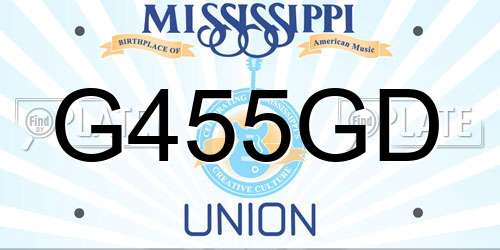 G455GD Mississippi License Plate