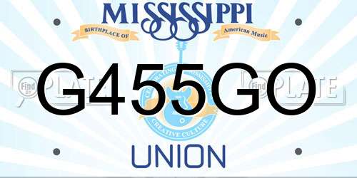 G455GO Mississippi License Plate