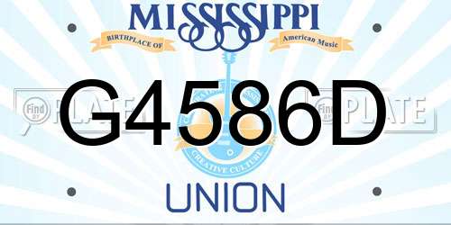 G4586D Mississippi License Plate