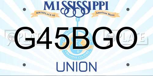 G45BGO Mississippi License Plate
