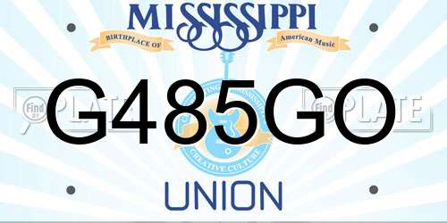 G485GO Mississippi License Plate