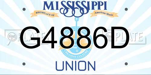 G4886D Mississippi License Plate