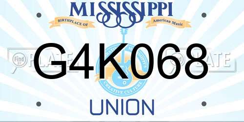 G4K068 Mississippi License Plate