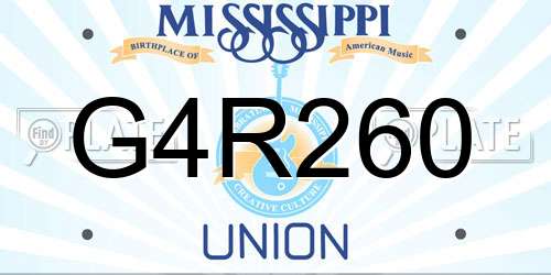 G4R260 Mississippi License Plate