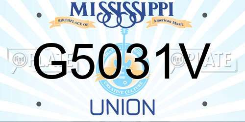 G5031V Mississippi License Plate