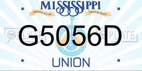 G5056D Mississippi License Plate