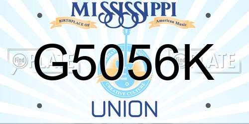 G5056K Mississippi License Plate
