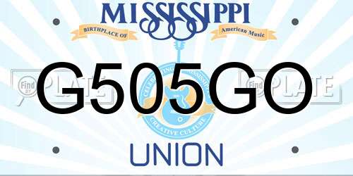 G505GO Mississippi License Plate