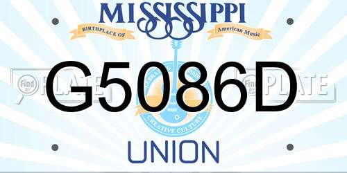 G5086D Mississippi License Plate