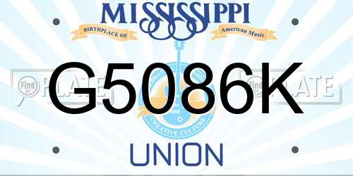 G5086K Mississippi License Plate