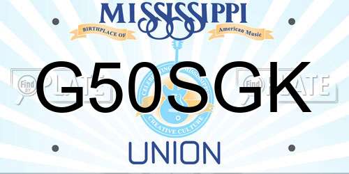 G50SGK Mississippi License Plate