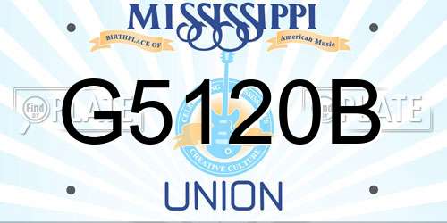 G5120B Mississippi License Plate