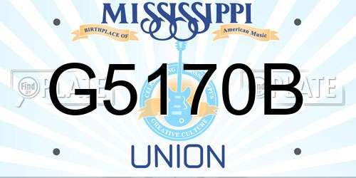 G5170B Mississippi License Plate