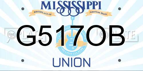 G517OB Mississippi License Plate