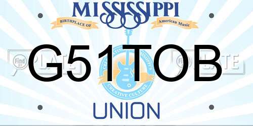 G51TOB Mississippi License Plate