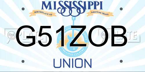 G51ZOB Mississippi License Plate