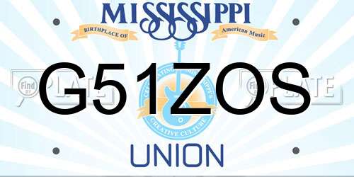 G51ZOS Mississippi License Plate