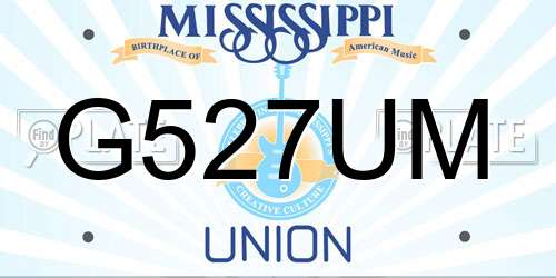 G527UM Mississippi License Plate