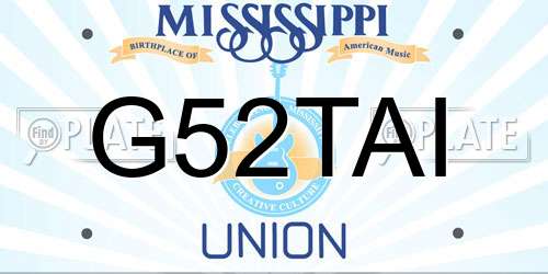 G52TAI Mississippi License Plate