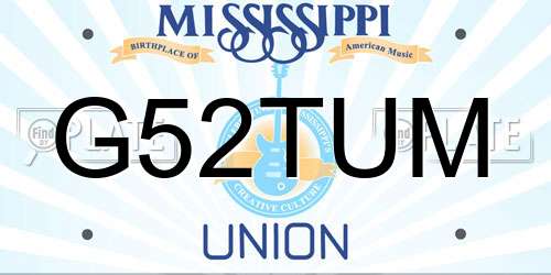 G52TUM Mississippi License Plate