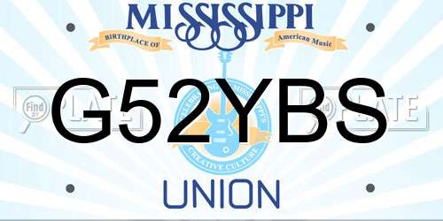 G52YBS Mississippi License Plate