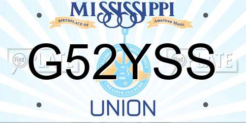 G52YSS Mississippi License Plate
