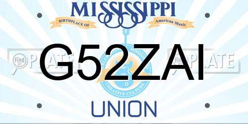 G52ZAI Mississippi License Plate