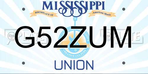 G52ZUM Mississippi License Plate