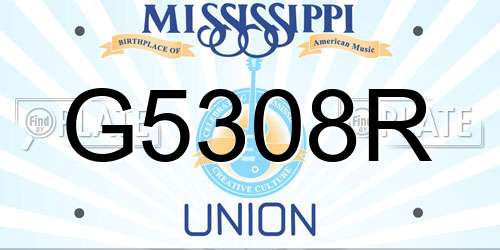 G5308R Mississippi License Plate