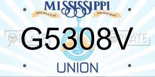 G5308V Mississippi License Plate